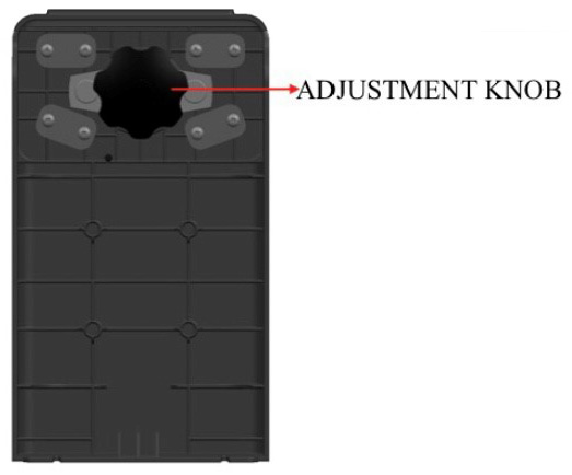flashback-unit-adjustment-knob Back view of FlashBack memorial device showing the adjustment knob used to securely fit the speaker onto different gravestone widths.
